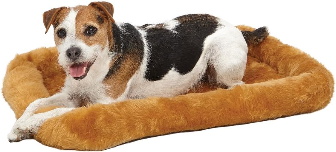 MidWest Homes for Pets Bolster Dog Bed 24L-Inch Cinnamon Dog Bed or Cat Bed w/ Comfortable Bolster | Ideal for Small Dog Breeds  Fits a 24-Inch Dog Crate | Easy Maintenance Machine Wash  Dry