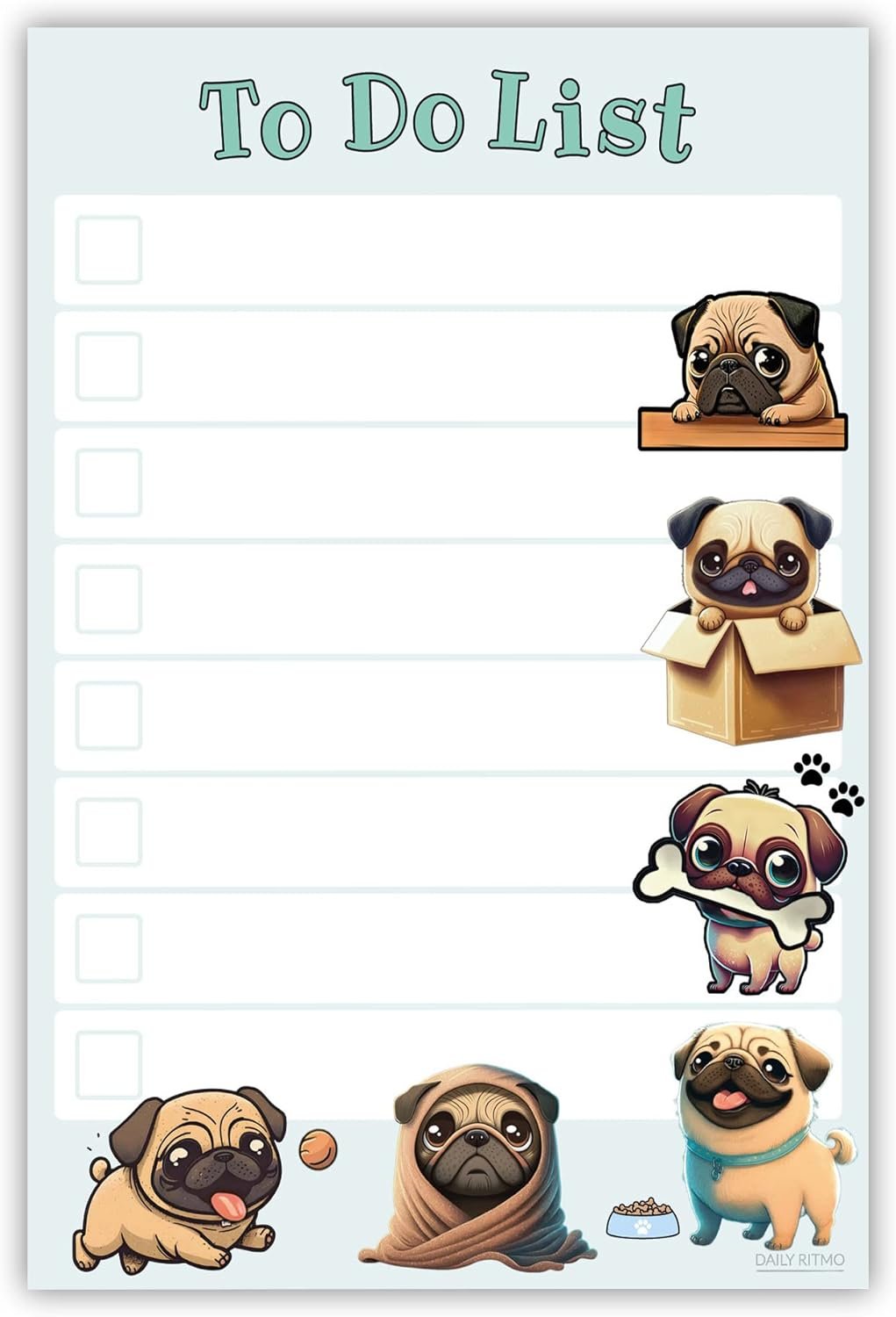 Kawaii Pug Puppies Sticky to Do List Notepad Review