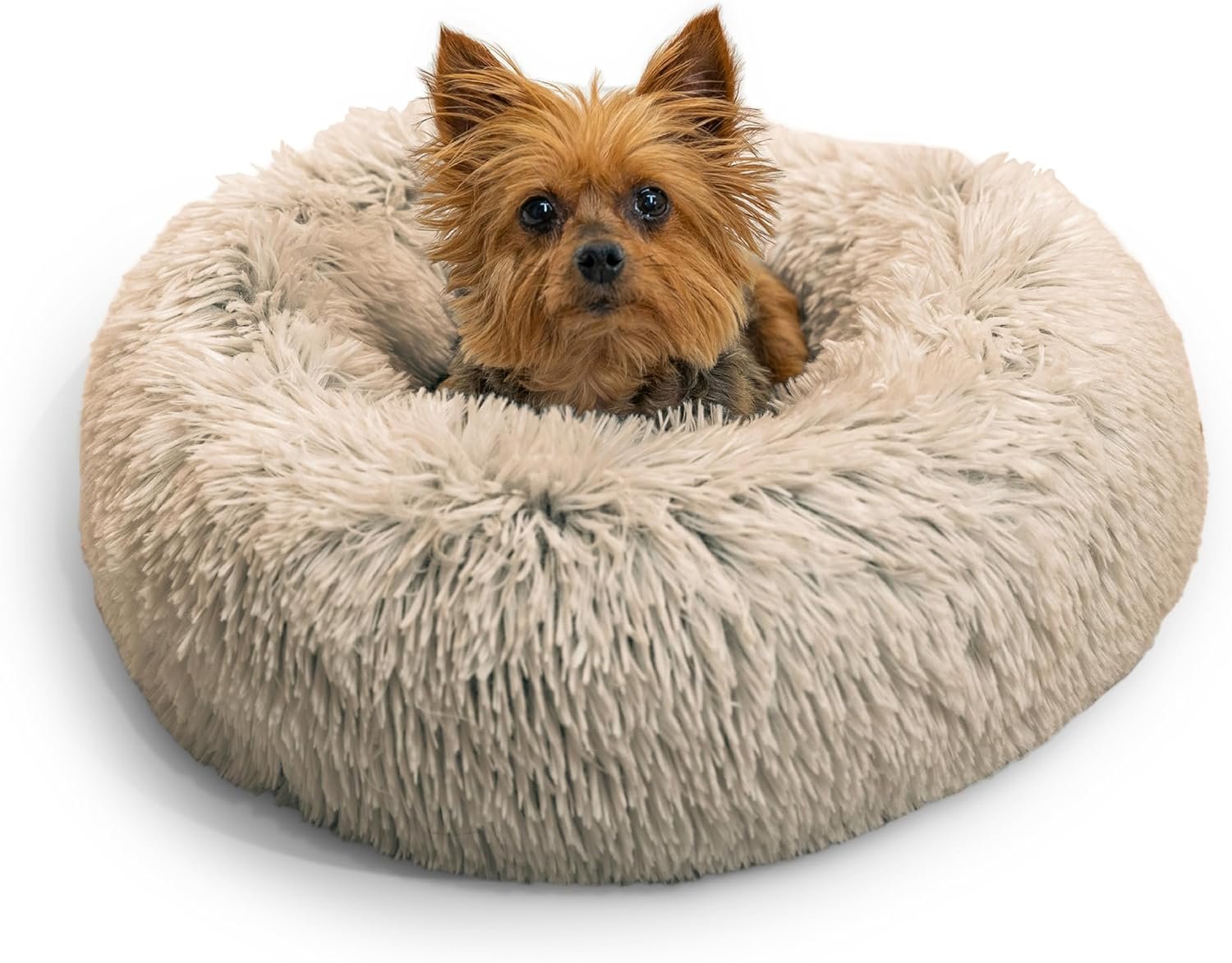 Best Friends by Sheri The Original Calming Donut Cat and Dog Bed in Shag Fur Taupe, Small 23 Review