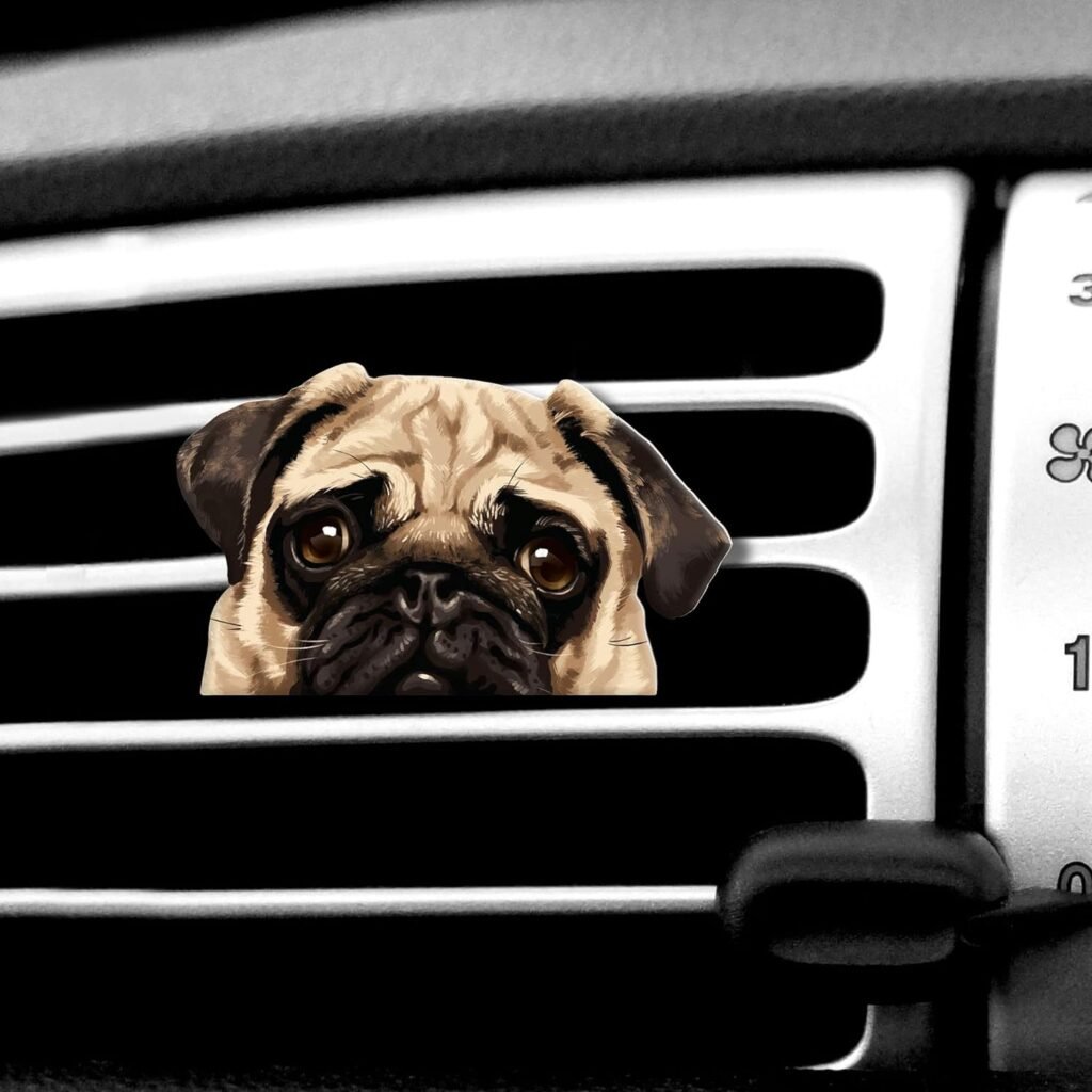 WIRESTER Fresh Scented Car Air Freshener Vent Clip, Decorative Accessories, Interior Decoration for Cars - Pug Puppy Dog