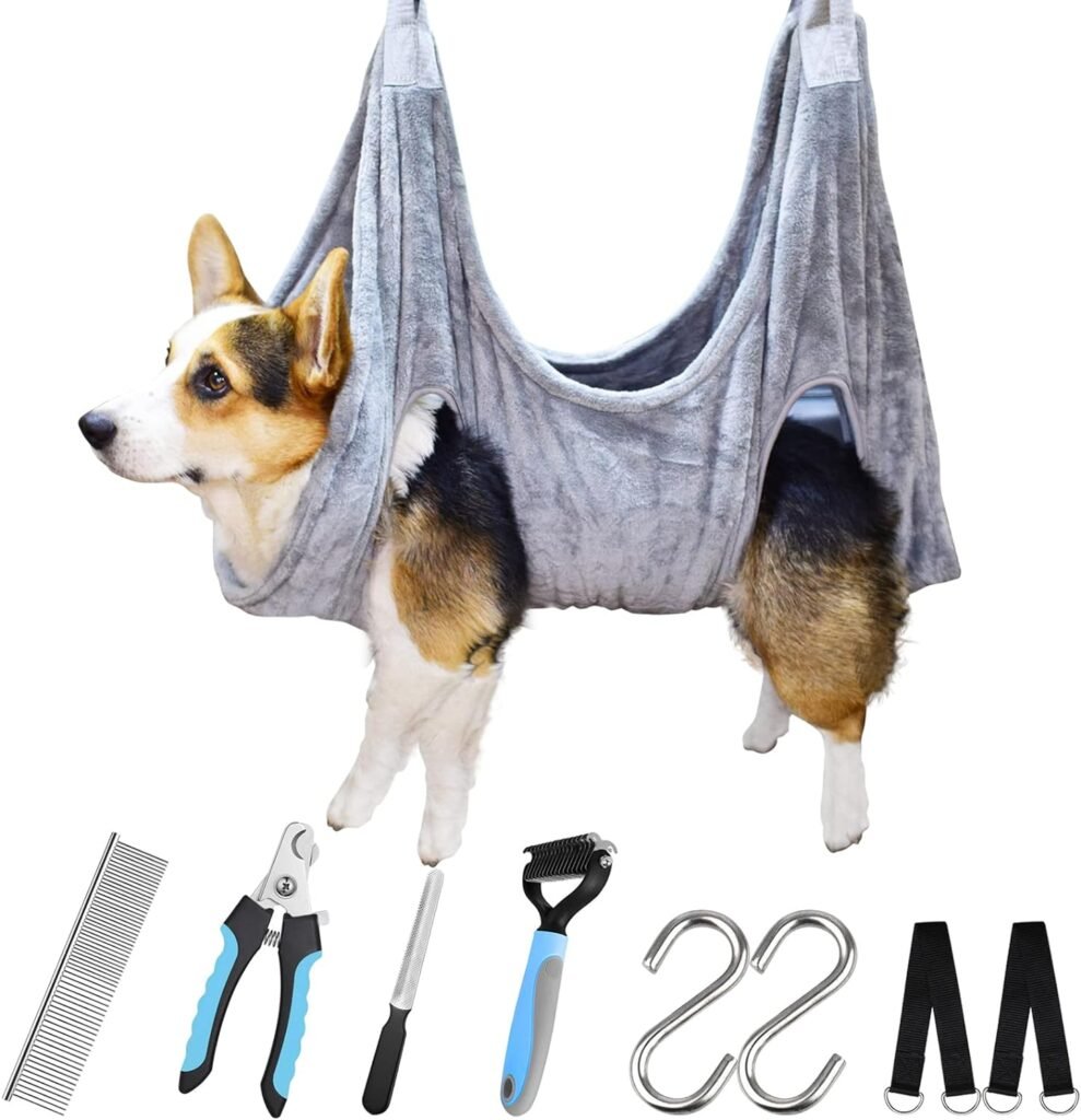MAIYOUWENG Dog Grooming Hammock,Dog Grooming Supplies,Dog Hammock,Dog Grooming Harness,Pet Grooming Hammock,Grooming Table,Dog Nail Clipper,Dogs Cats Grooming,Claw Care (S)